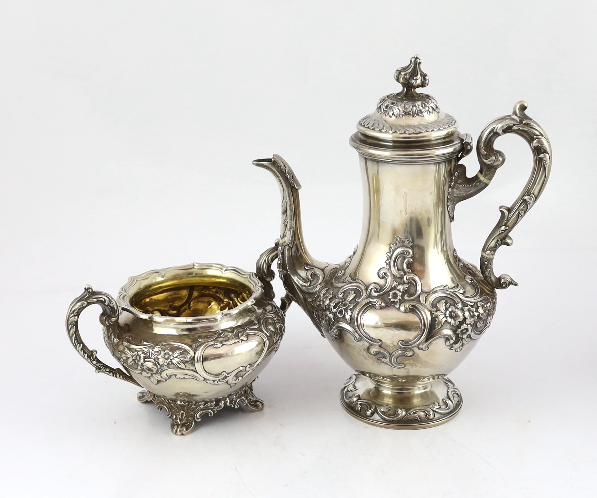 An early Victorian Scottish silver pyriform four piece tea and coffee service by William Marshall, CITES Submission reference Z4LSL9CG